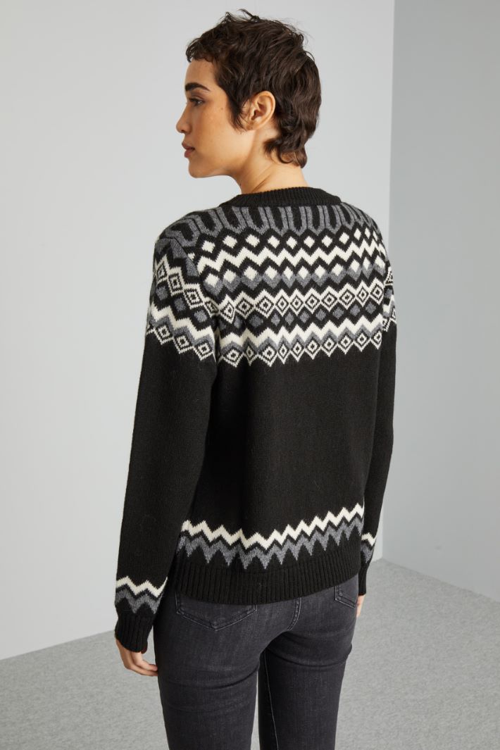 Jacquard alpaca and wool sweater Intrend - 2