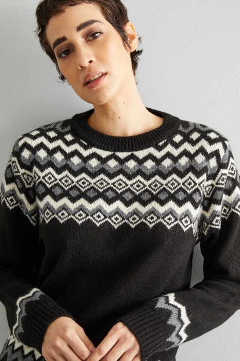 Maglia in alpaca e lana jacquard