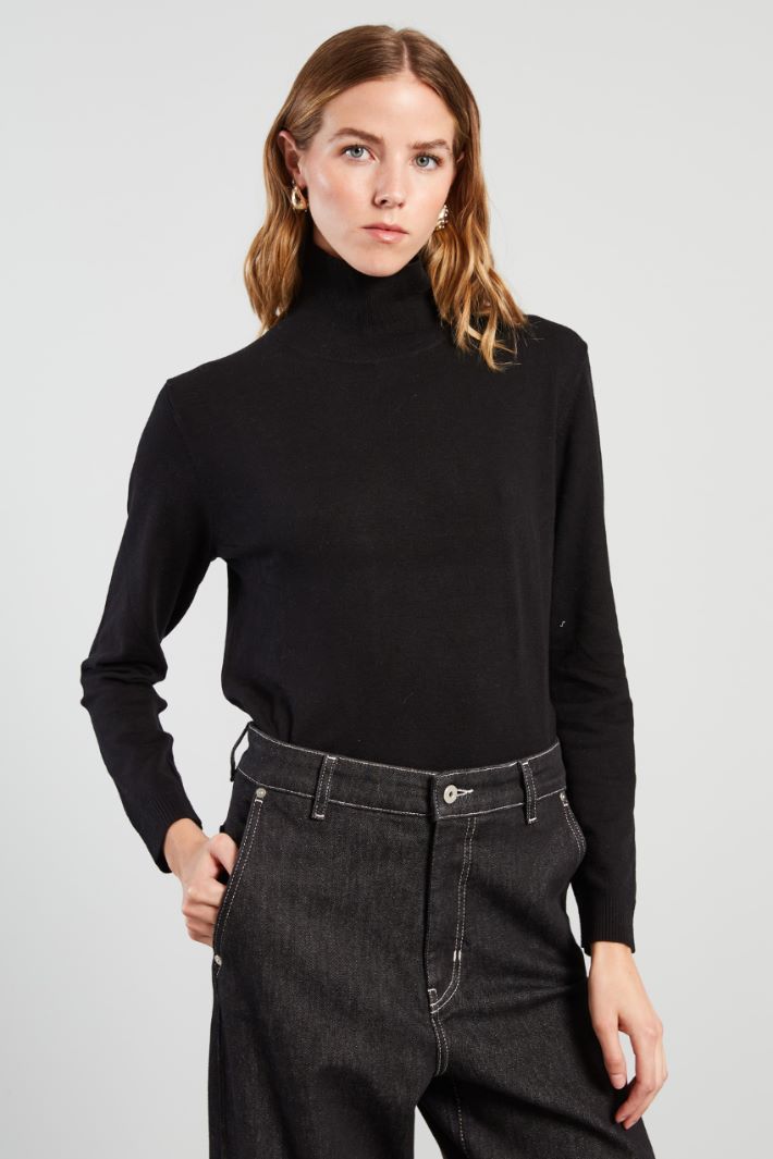 Silk and wool yarn turtleneck sweater Intrend - 3