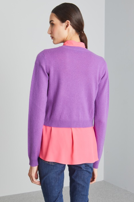 Maglia cropped con intarsio