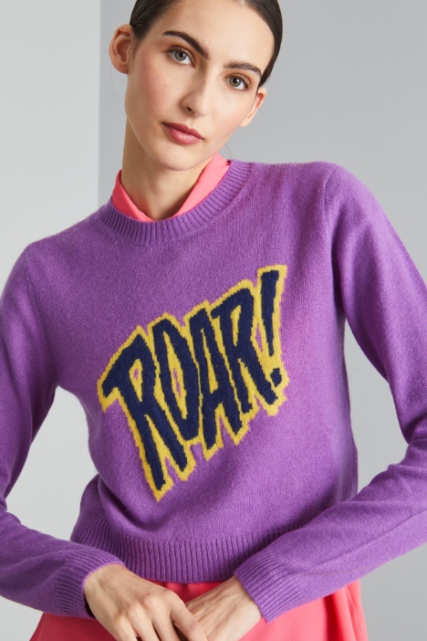 Maglia cropped con intarsio