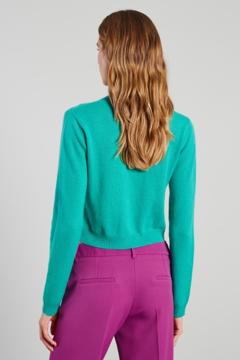 Maglia cropped con intarsio