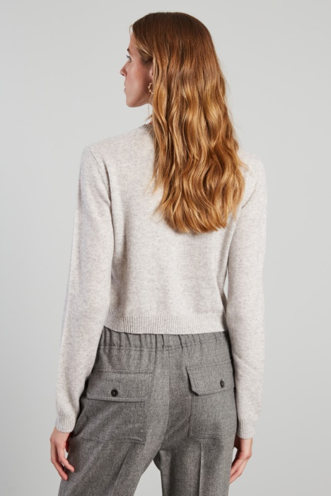 Maglia cropped con intarsio