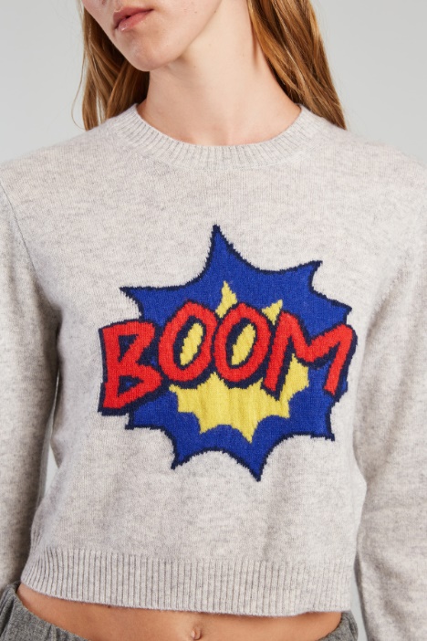 Maglia cropped con intarsio