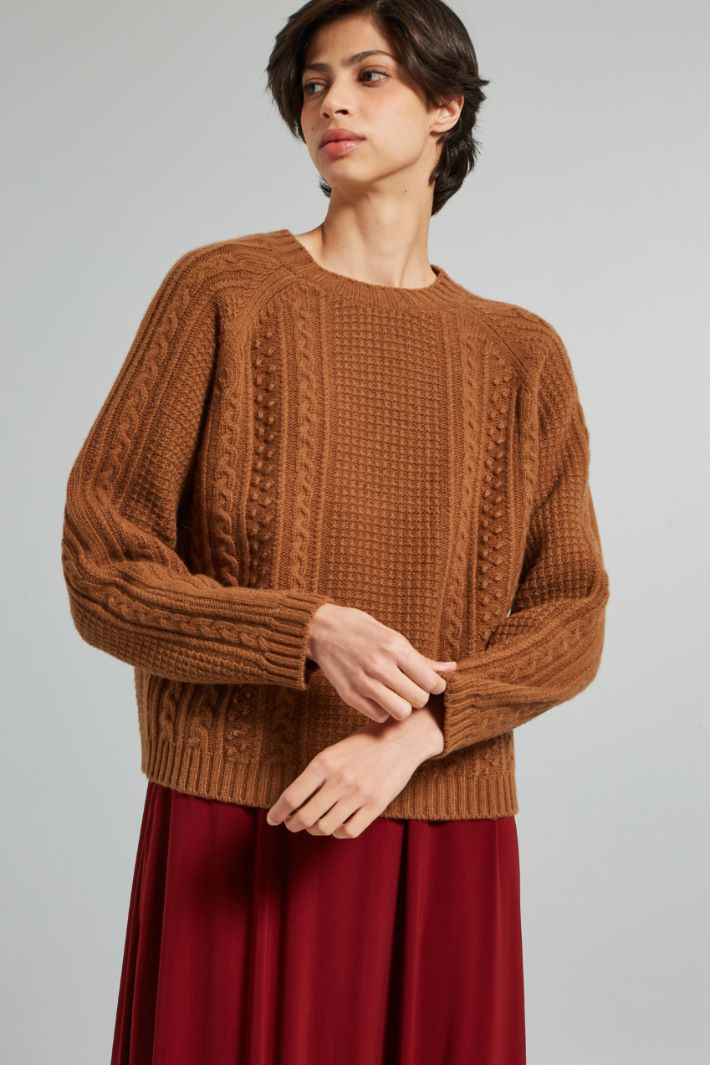 Multi-knit pattern sweater Intrend - 3