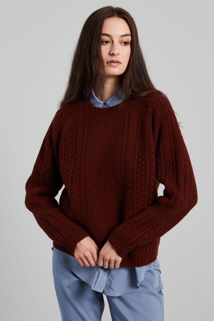 Multi-knit pattern sweater Intrend - 3