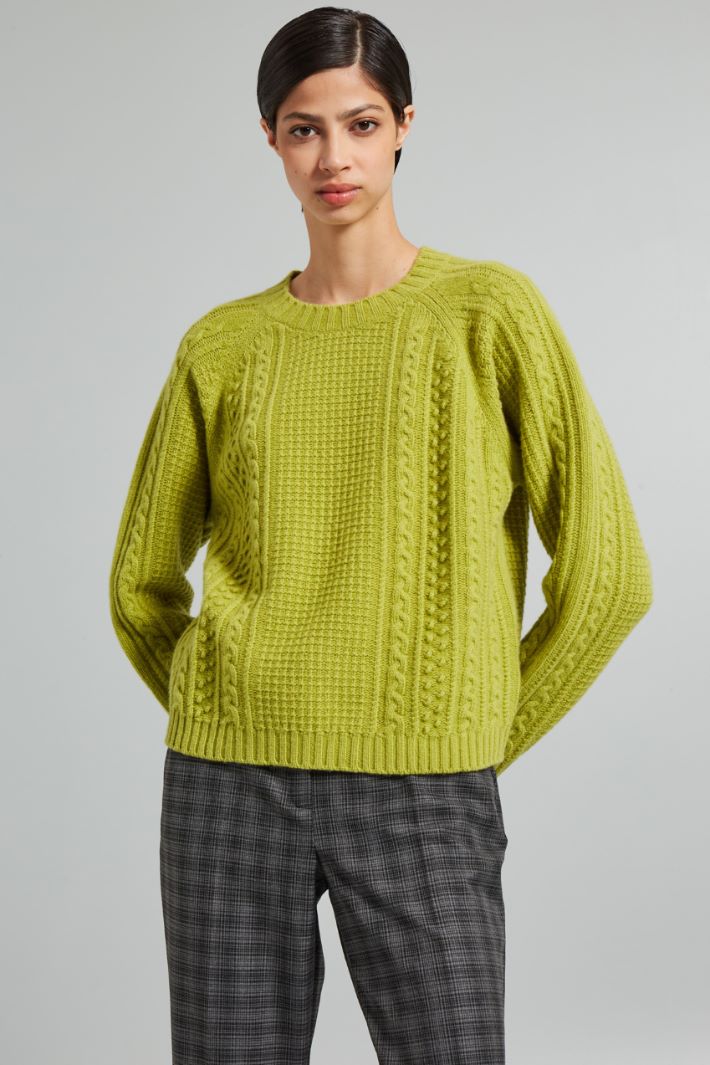 Multi-knit pattern sweater Intrend - 3