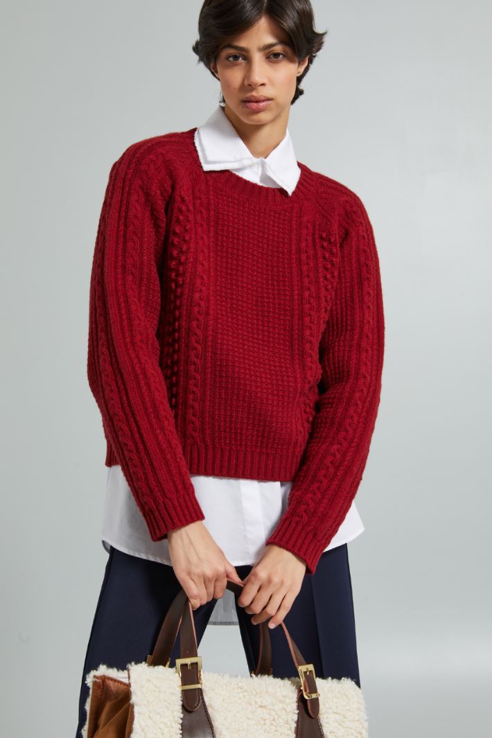 Multi-knit pattern sweater Intrend - 3