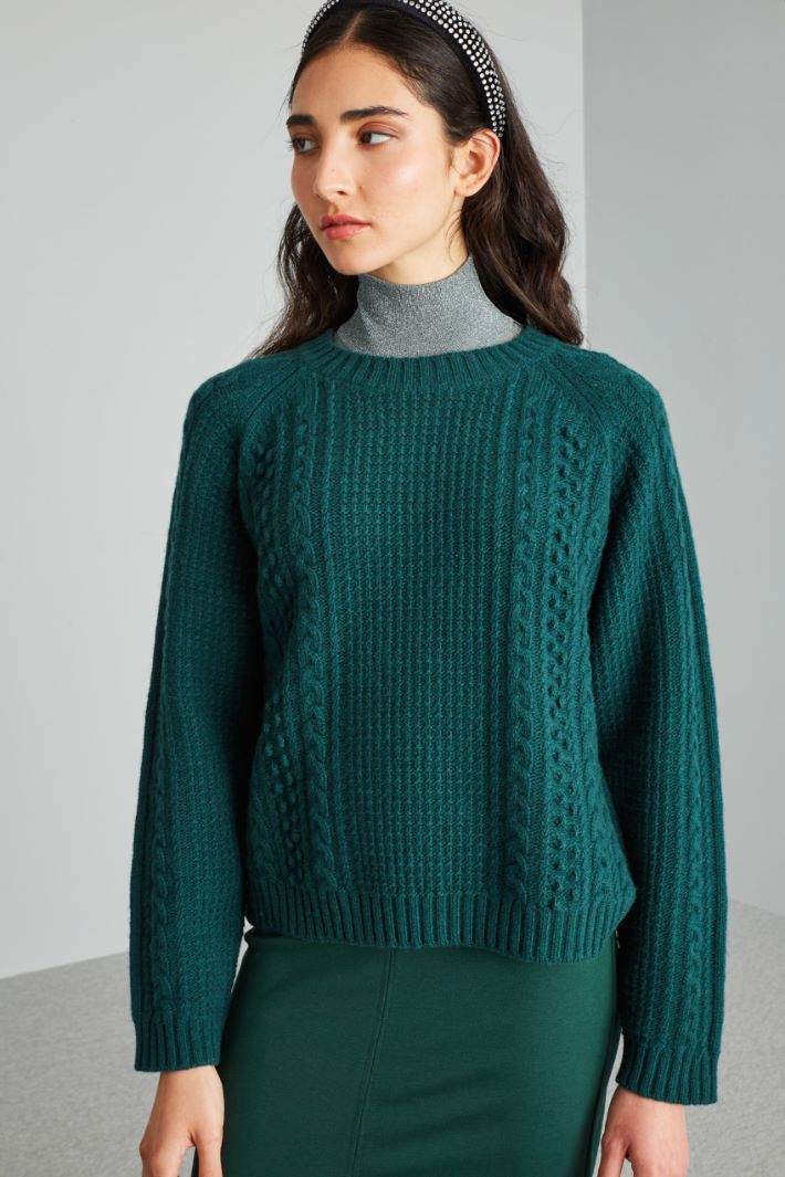 Multi-knit pattern sweater Intrend - 3