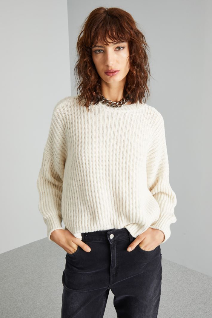 Rib-knit pure wool sweater Intrend - 3