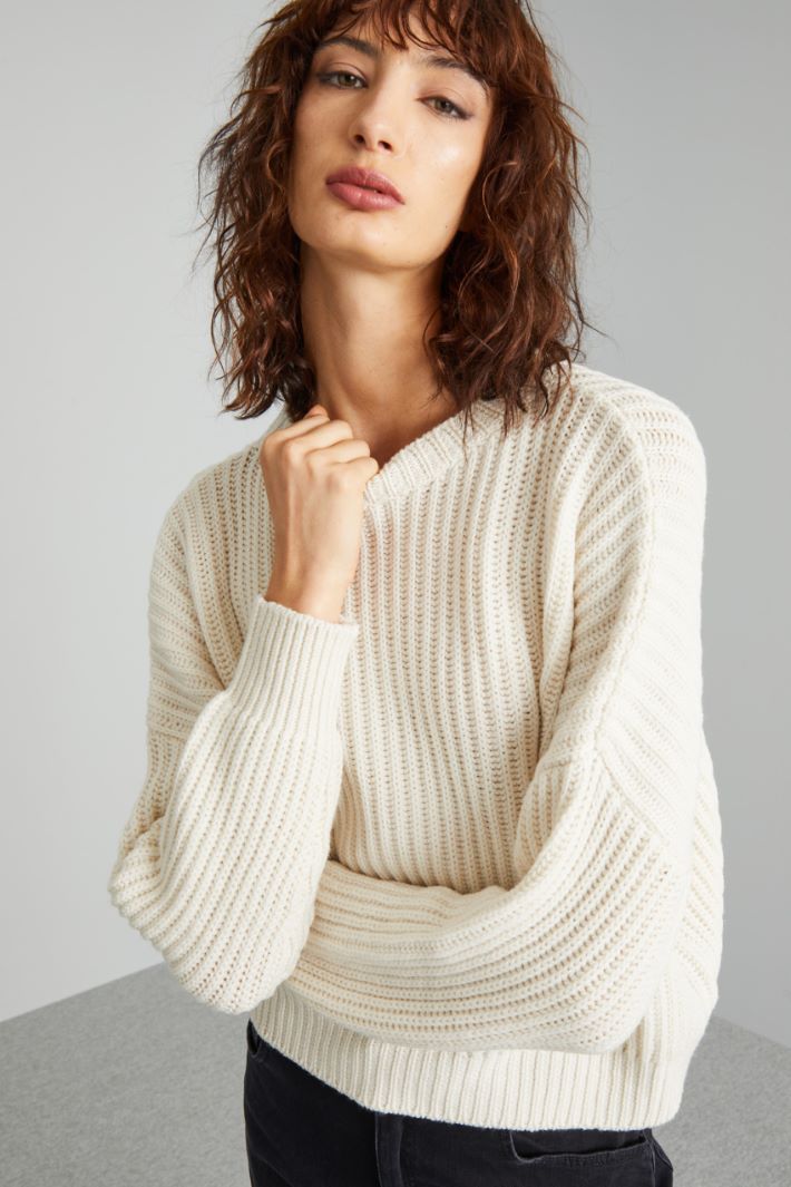 Rib-knit pure wool sweater Intrend - 4