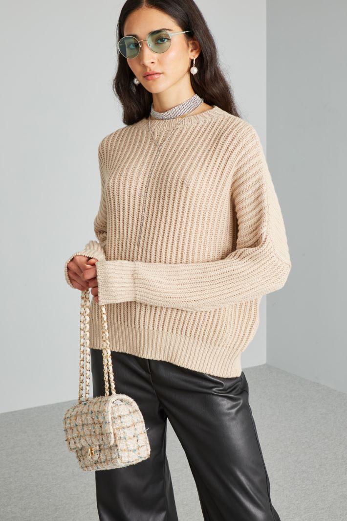 Rib-knit pure wool sweater Intrend - 3