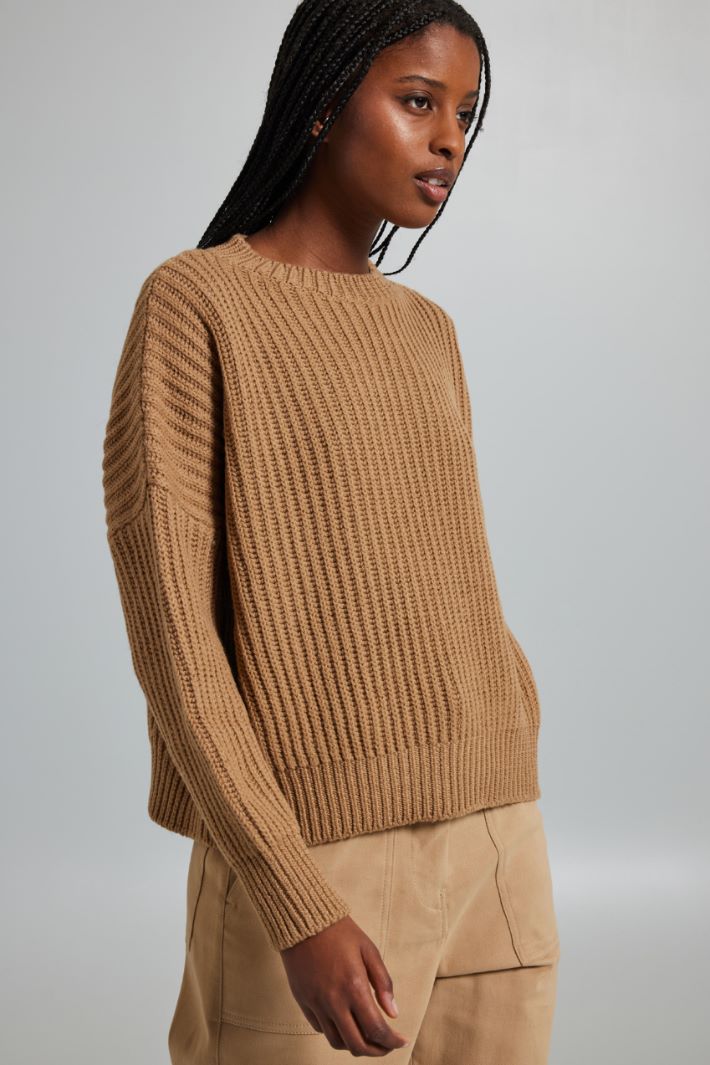 Rib-knit pure wool sweater Intrend - 3