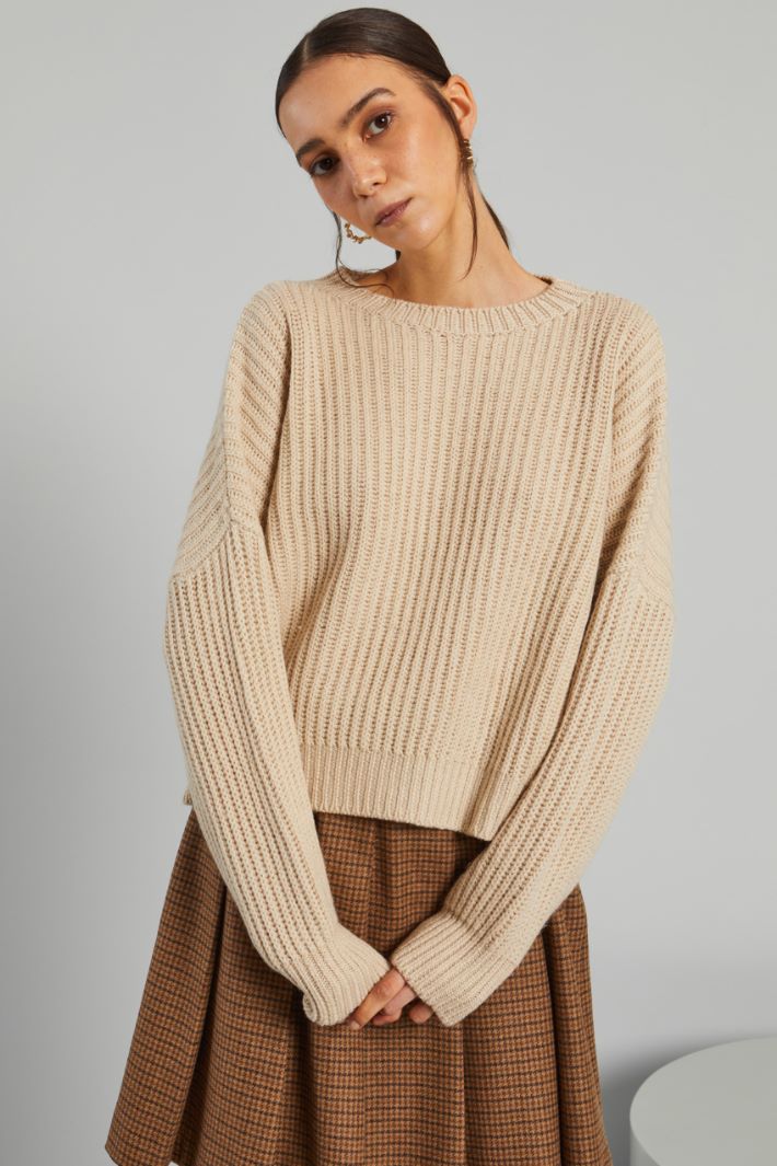 Rib-knit pure wool sweater Intrend - 3