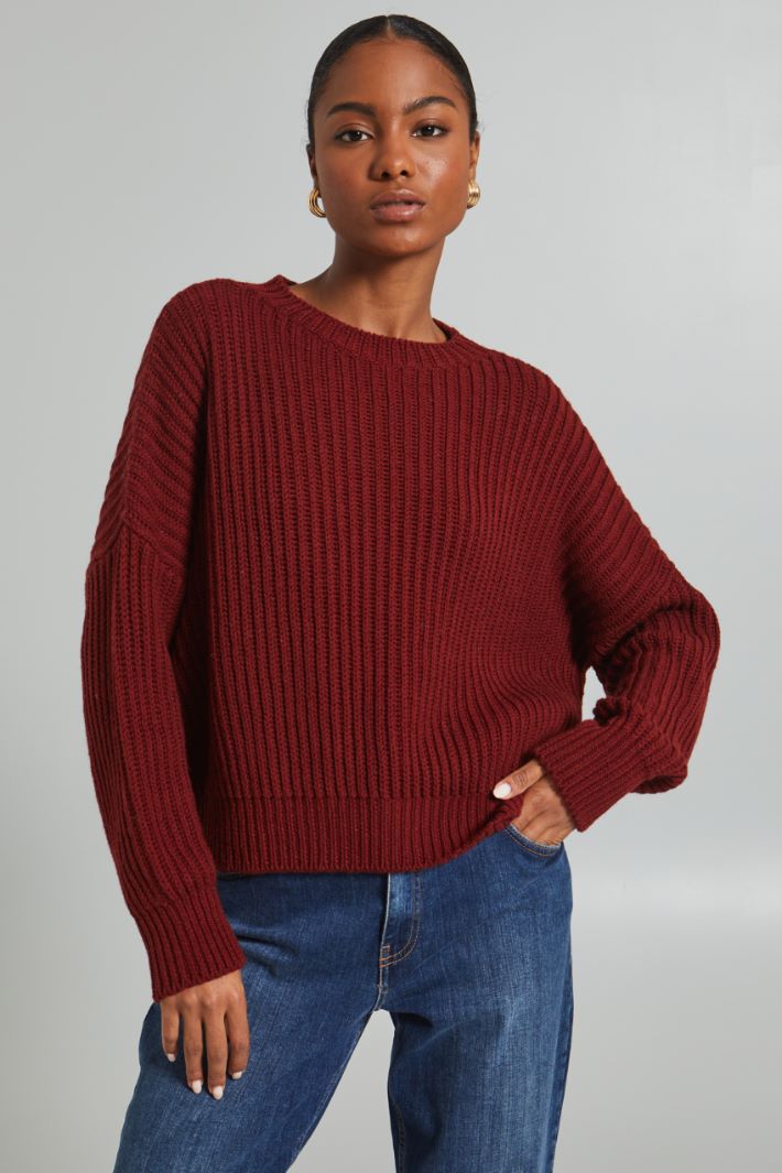 Rib-knit pure wool sweater Intrend - 3