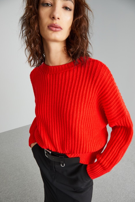 Maglia in pura lana a coste