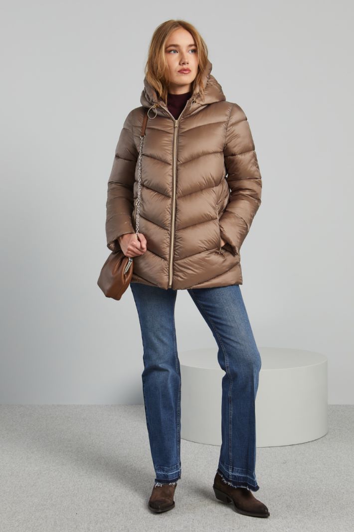 Hooded satin down jacket Intrend