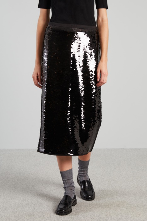Gonna longuette con paillettes