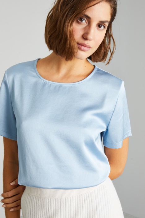 Top in raso e jersey