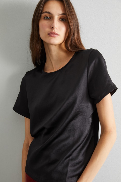 Top in raso e jersey