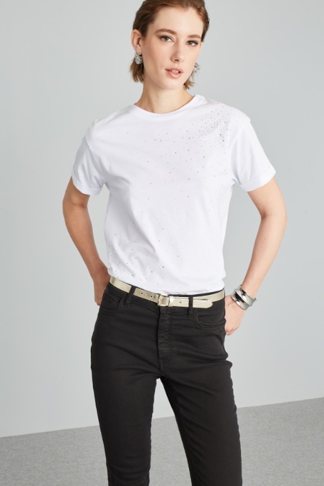 Rhinestone-embellished T-shirt Intrend