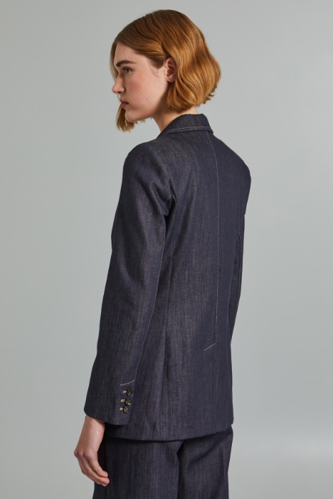 Blazer sfiancato effetto denim