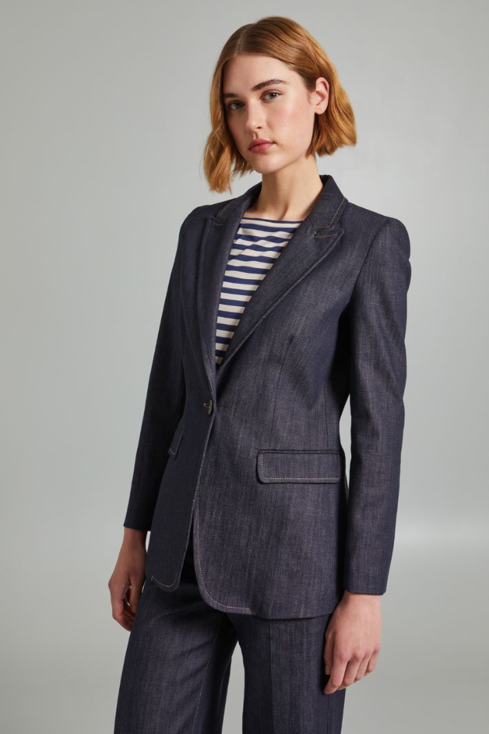 Slim-fit denim-effect blazer Intrend - 3