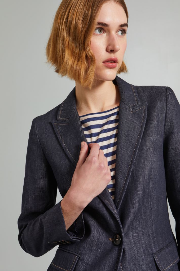 Slim-fit denim-effect blazer Intrend - 4