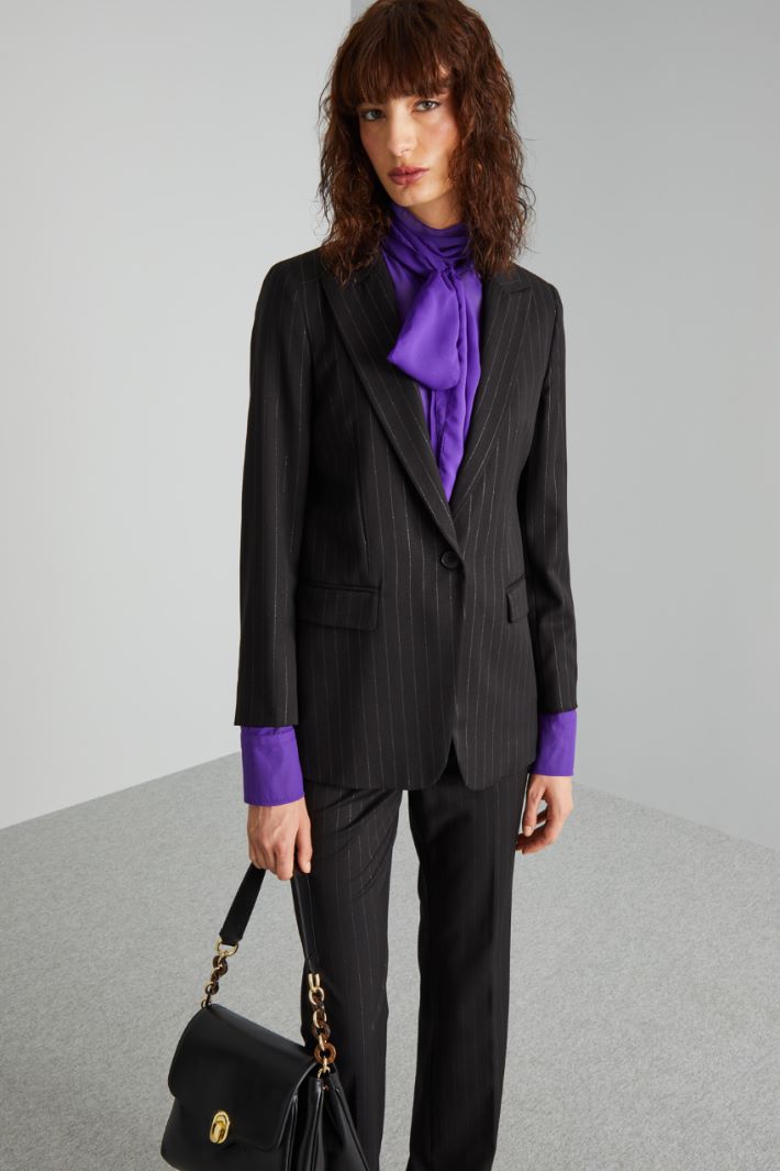 Lurex pinstriped twill blazer Intrend - 3