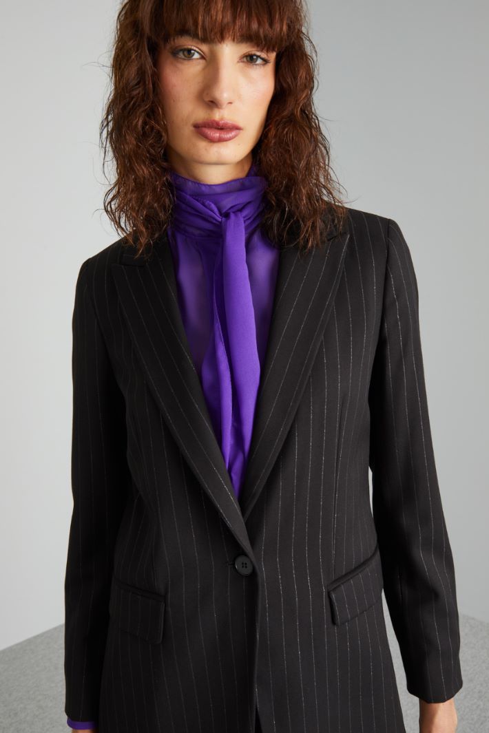 Lurex pinstriped twill blazer Intrend - 4