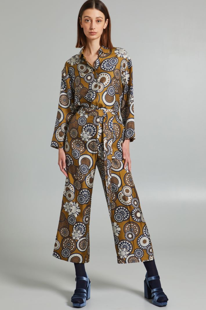 Fluid printed silk trousers Intrend