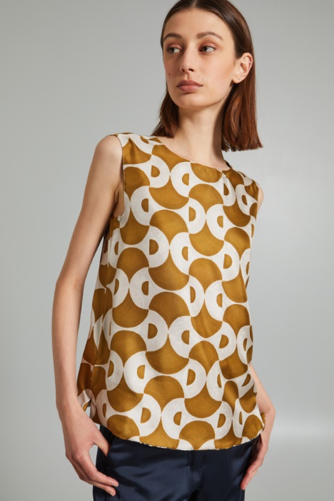 Top reversibile in seta stampata