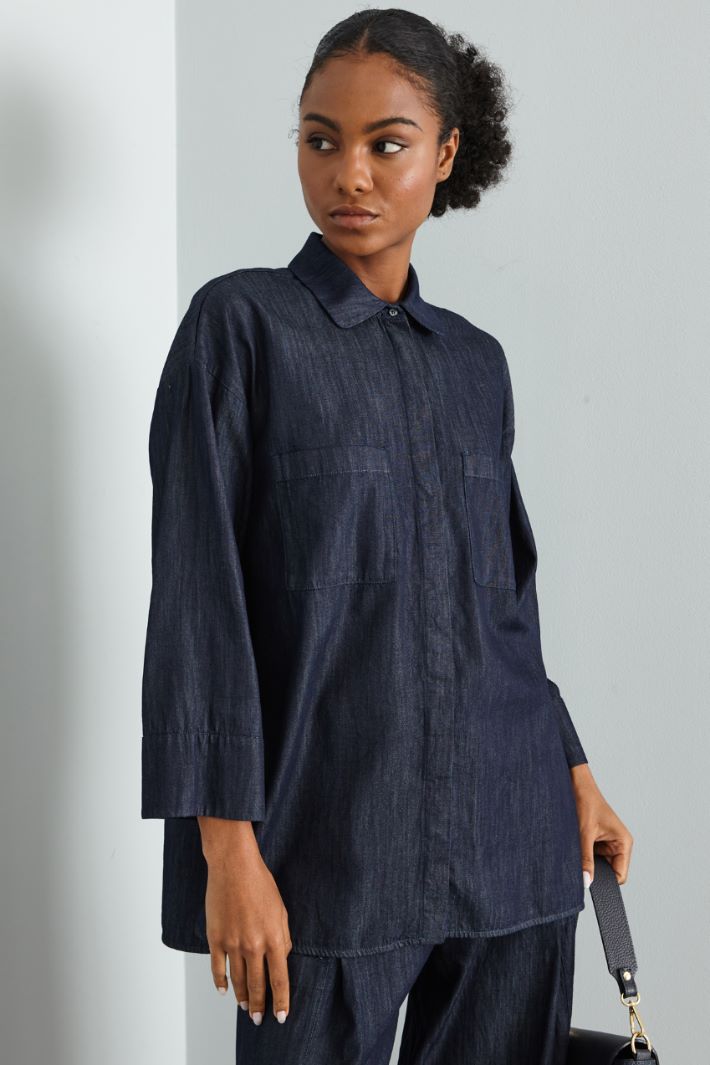 Cotton denim shirt Intrend - 3