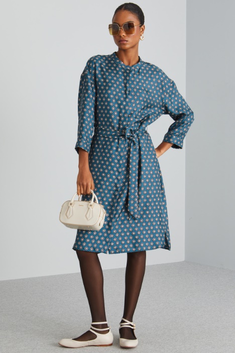 Printed silk shirt dress Intrend