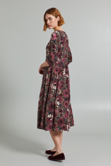 Vestido acampanado de seda pura