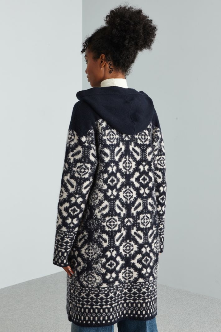 Hooded jacquard cardigan Intrend - 2