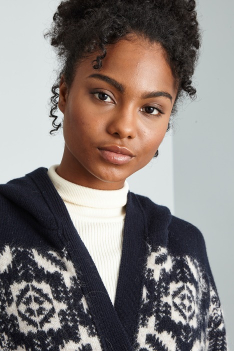 Cárdigan de jacquard con capucha