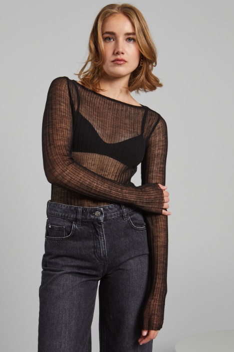 Ribbed gauze top Intrend