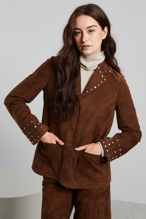 Suede jacket with studs Intrend