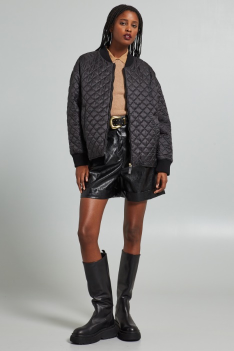 Quilted satin bomber jacket Intrend