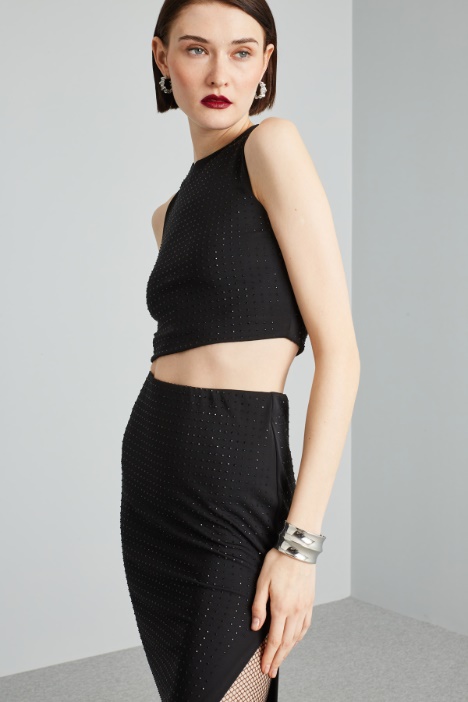 Top e gonna con strass