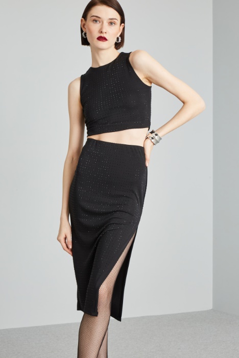 Top e gonna con strass