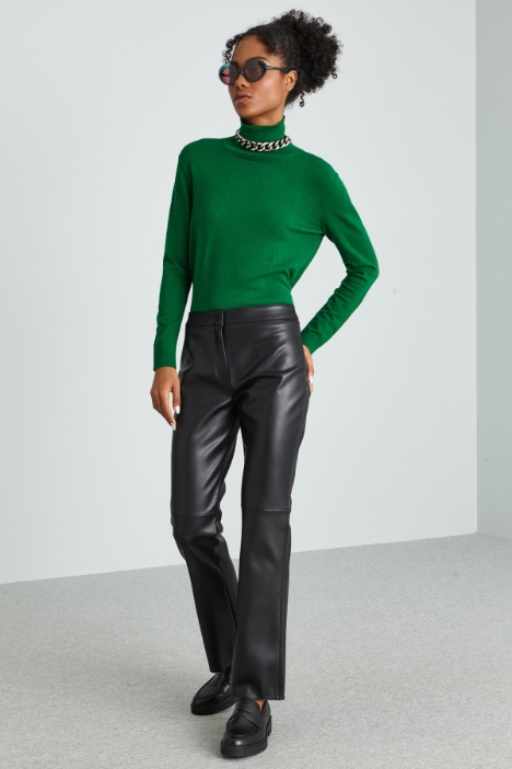 Coated-look jersey trousers Intrend