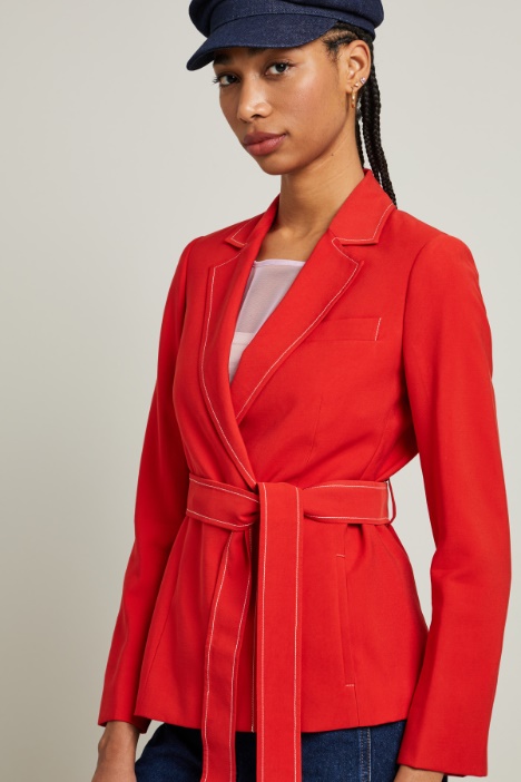 Blazer in twill con cintura