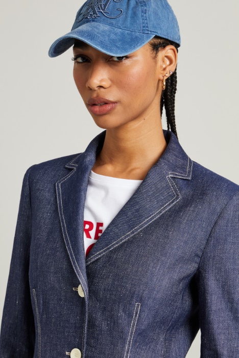 Blazer sfiancato effetto denim