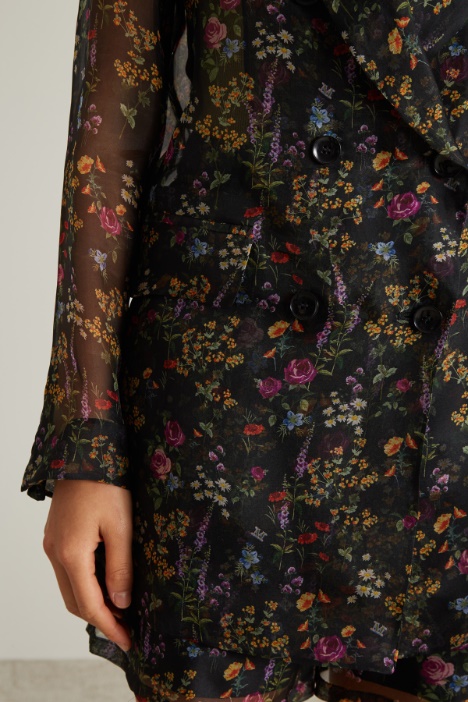 Spolverino in organza di seta stampata