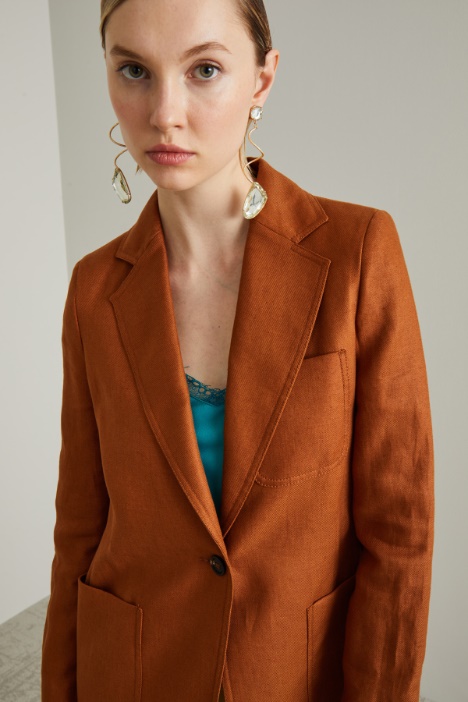 Blazer in lino diagonale