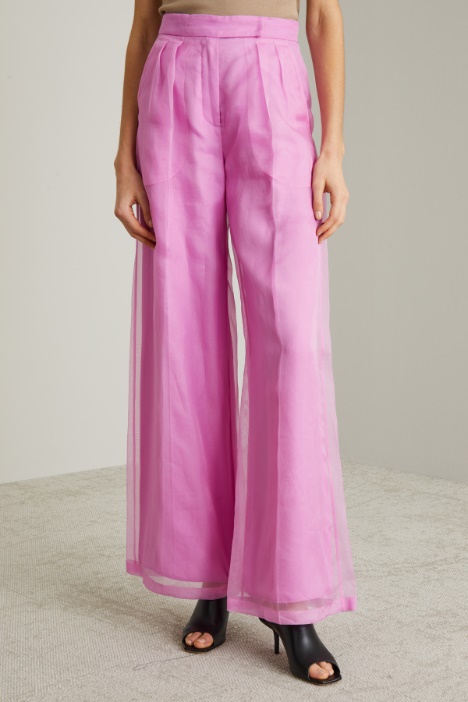 Pantaloni a palazzo in organza
