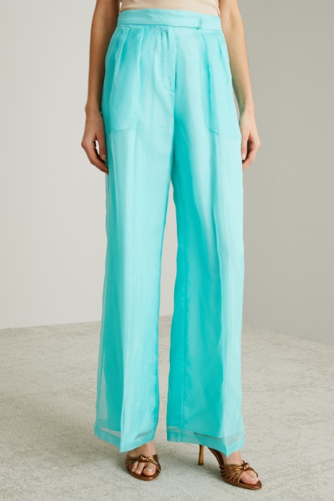 Pantaloni a palazzo in organza