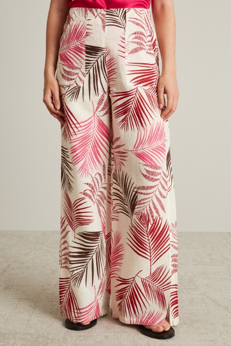 Pantaloni in lino con spacchi